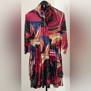 🎨✨ Sharon Max Artwear Dress – Bold Abstract Print + Pockets! – Size L ✨🎨